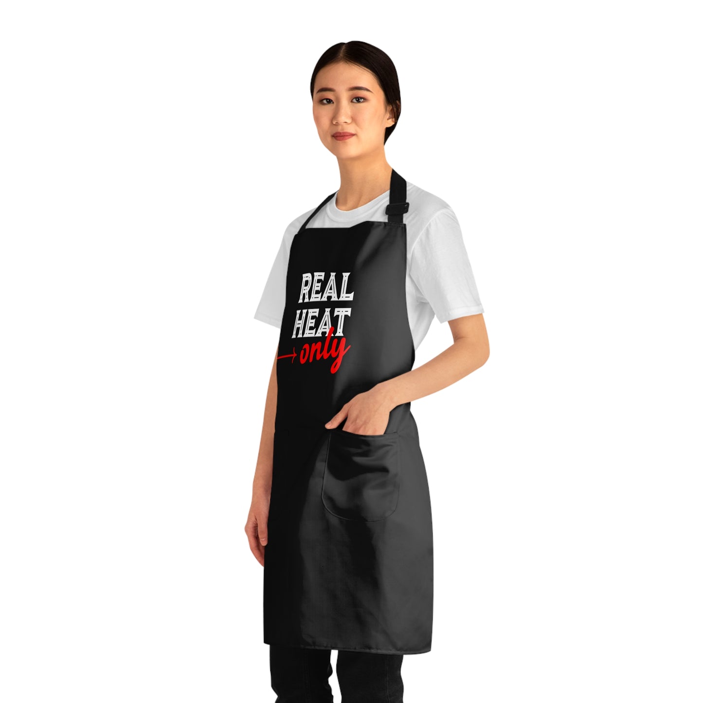 Printed Apron with Pockets — "Real Heat Only"