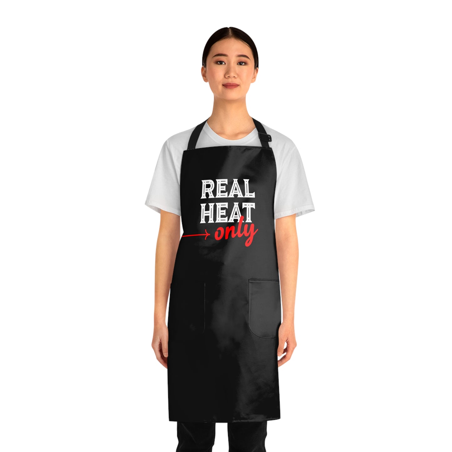 Printed Apron with Pockets — "Real Heat Only"