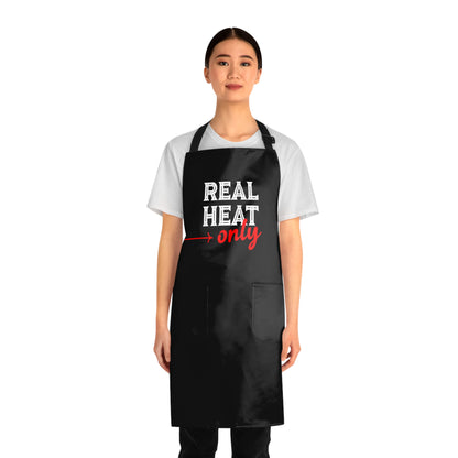 Printed Apron with Pockets — "Real Heat Only"