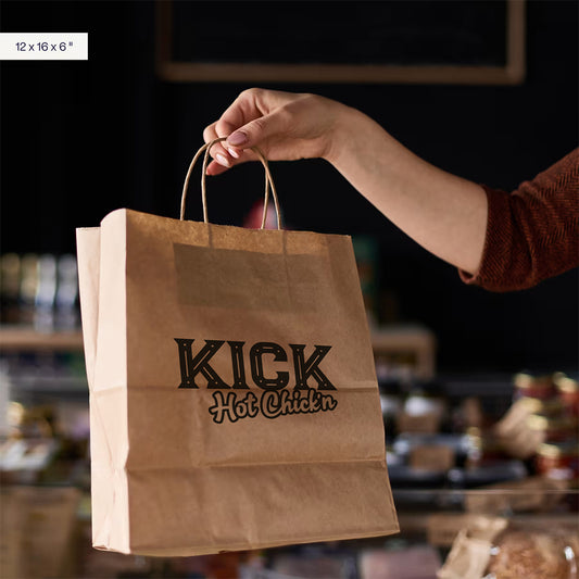 Kraft Paper bags (logo only) - Large - 12 x 16 x 6”